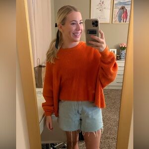 Orange Free People Cropped Womens Sweater - GUC